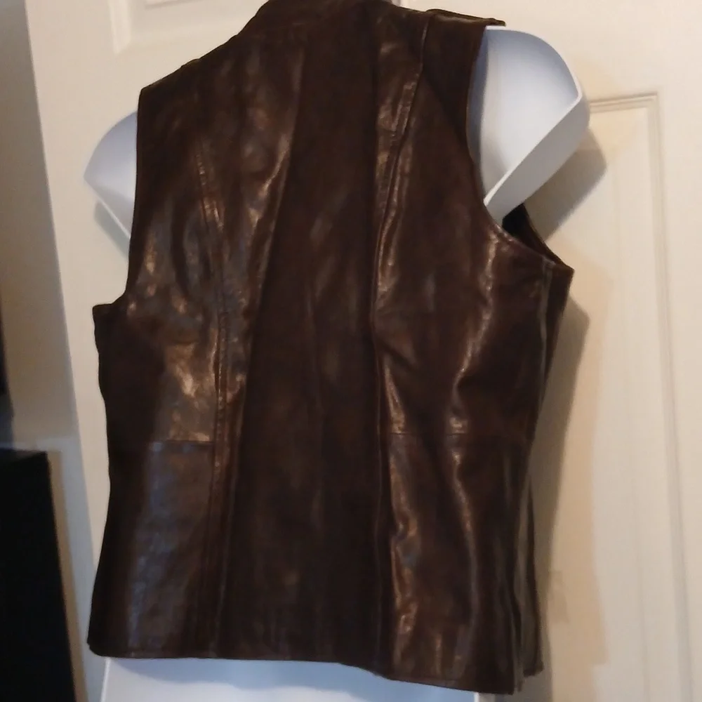 Michael Kors Dark Brown Leather Vest. Sz. Large - Picture 5 of 8